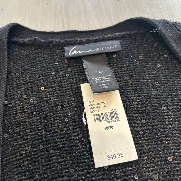 NWT Lane Bryant Sequin Shimmer Open Front Cardigan Sweater 3/4 Sleeve 18/20 - Picture 2 of 6